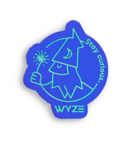 Wyze "Stay Curious" Wizard Enamel Pin, Blue, Fun Collectible Accessory for Bags & Jackets, 1.5 Inch