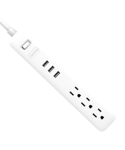 Wyze Surge Protector Power Strip, White with 3 AC Outlets & 3 USB Ports, 268J Surge Protection, UL/FCC Certified, 4ft Cord